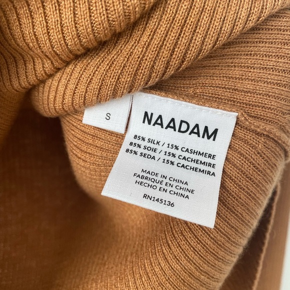 NAADAM Camel Silk/Cashmere Henley Sweater S - Picture 5 of 6